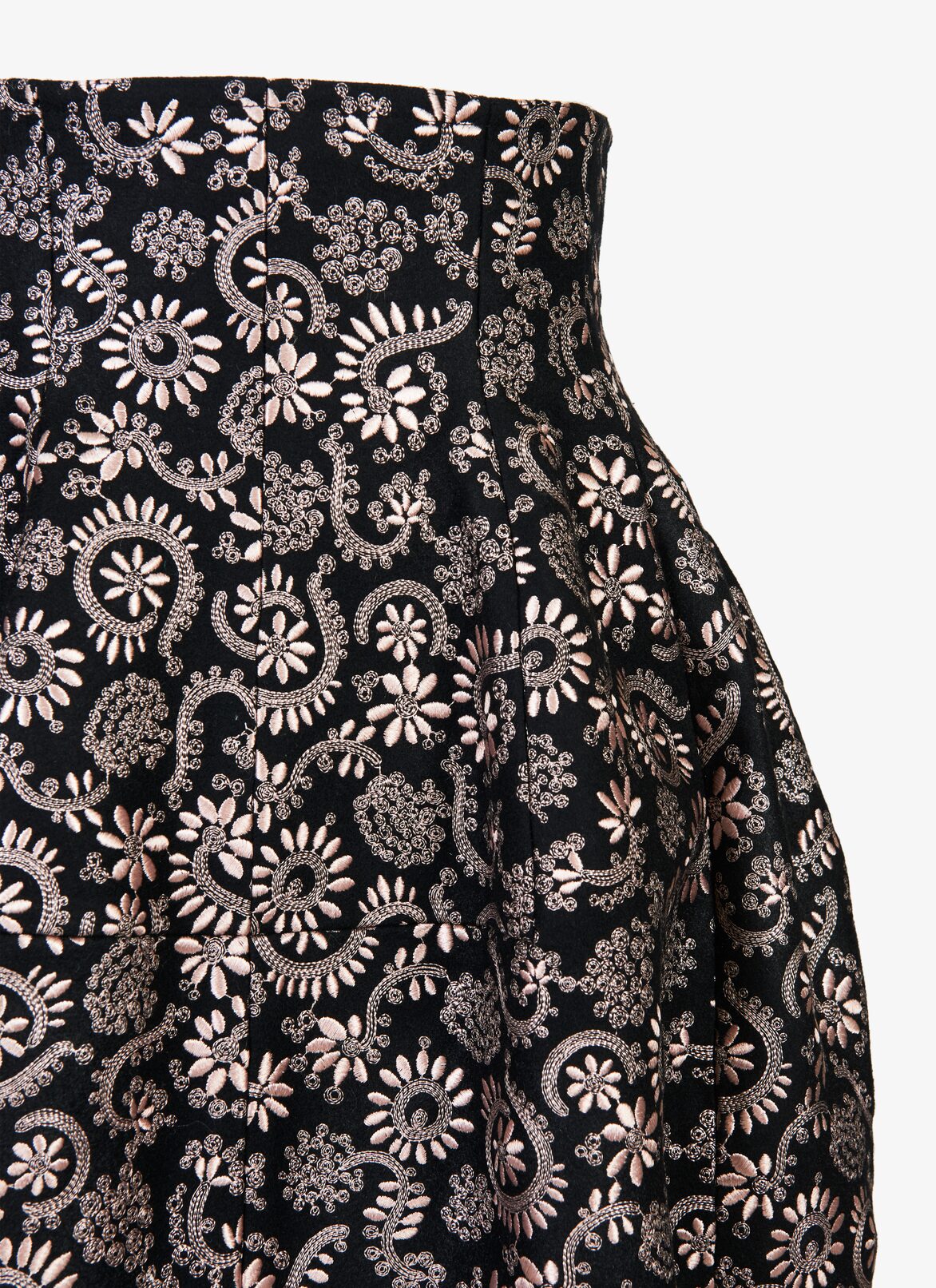 Long Embroidered Skirt ALAÏA BLACK/LIGHT PINK LONG EMBROIDERED SKIRT